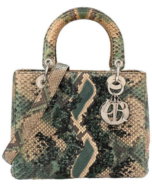 Dior Metallic Snakeskin Sequin Medium Lady (Authentic Pre-Loved)