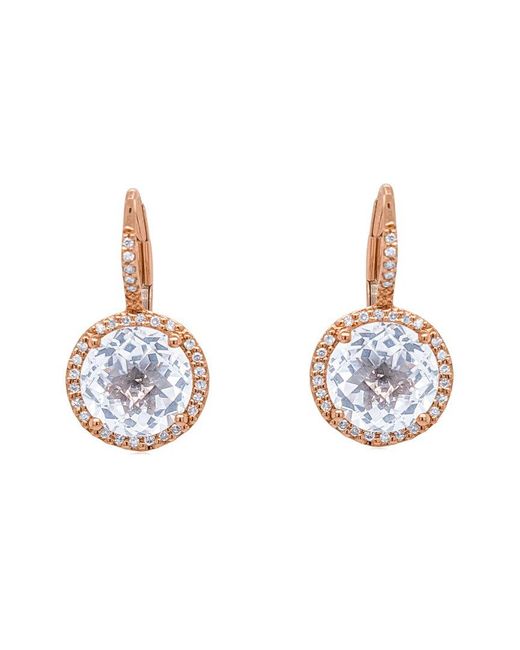 Diana M Metallic Fine Jewelry 14k Rose Gold 3.58 Ct. Tw. Diamond & White Topaz Halo Earrings