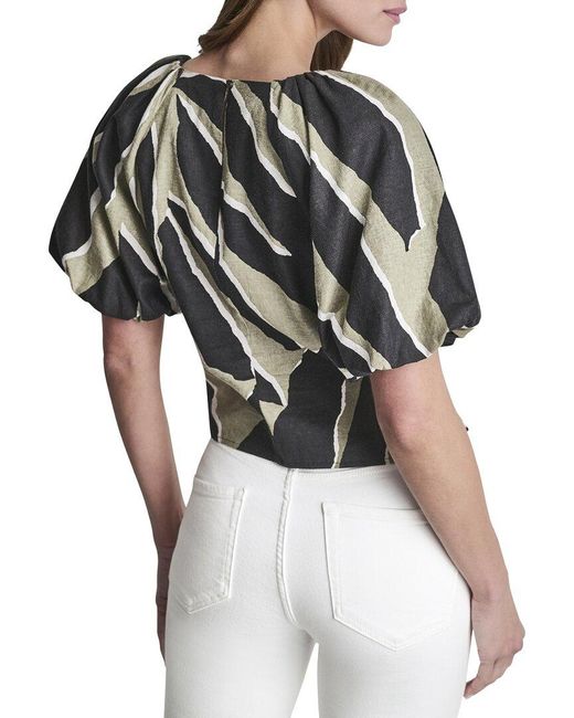 DKNY Gray Puff Sleeve Printed Top