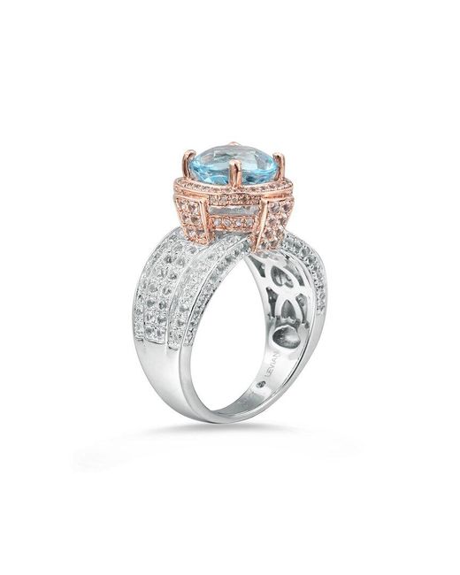Suzy Levian White Two-Tone.71 Ct. Tw. Gemstone Statement Ring