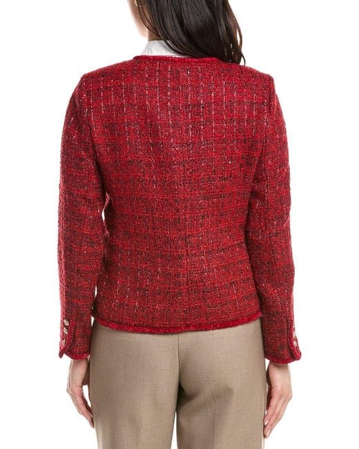 Tahari Red Boucle Jacket