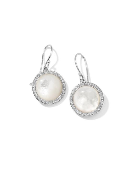 Ippolita White "Scultura" 13.34 Ct. Tw. Diamond & Cabochon Mother-Of-Pearl Dropearrings
