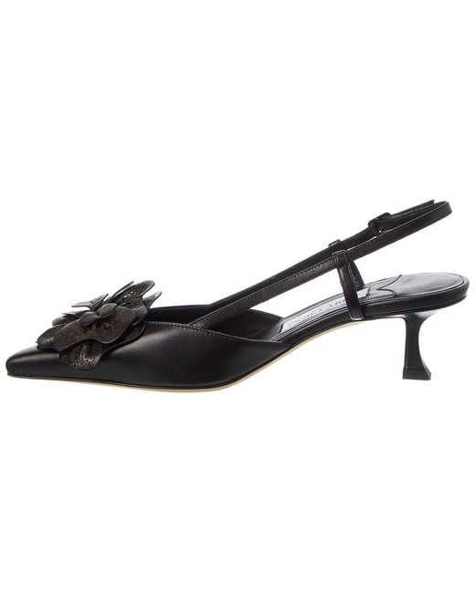 Jimmy Choo Black Mimmi 50 Leather Slingback Pump