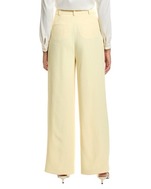 Kenneth Cole Yellow High-Rise Pleated Wide Leg Pant