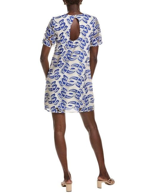Sam Edelman Blue Artisanal Lace Shift Dress