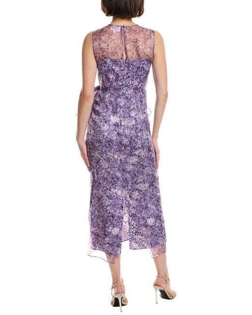 Cinq À Sept Purple Miley Painted Silk Dress