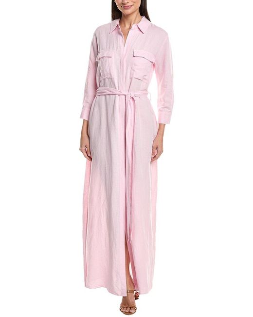 chinese dress ladies L Agence Cameron long shirt Dress white pink main image 1