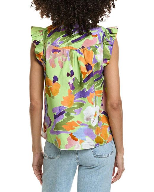tyler boe White Piper Linen-Blend Top