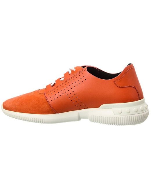 Tod's Orange Leather & Suede Sneaker for men