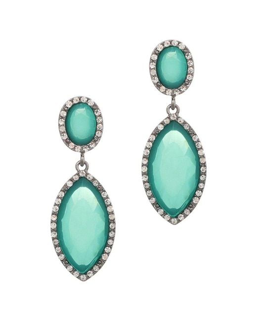 Adornia Green Aqua Crystal Statement Earrings