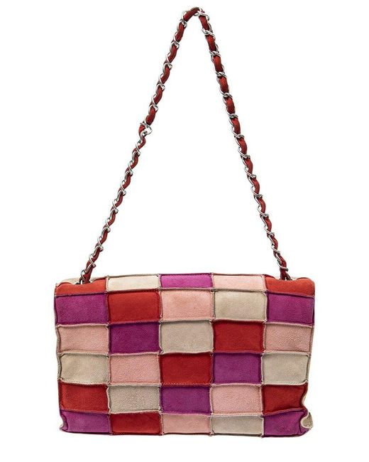 Chanel Red Limited Edition Quilted Suede Patchwork Reissue Single Flap Bag (Authentic Pre-Owned)