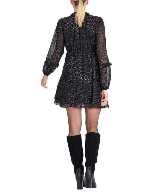 Draper James Black Leah Long-Sleeve Mini Dress