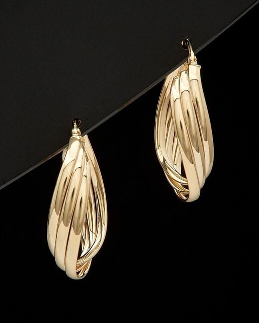 Italian Gold Black 14k Triple Oval Hoop Earrings