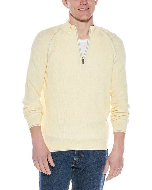 Raffi Natural English Rib 1/4-Zip Mock Neck Sweater for men