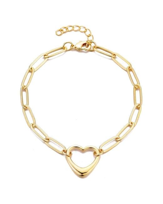 Adornia Metallic 14K Plated Paperclip Chain Outline Heart Bracelet
