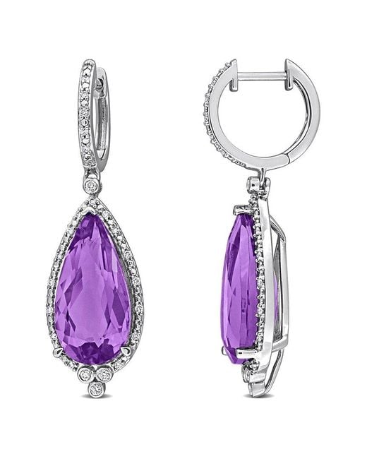 Rina Limor Purple 10k 9.24 Ct. Tw. Diamond & Amethyst Earrings