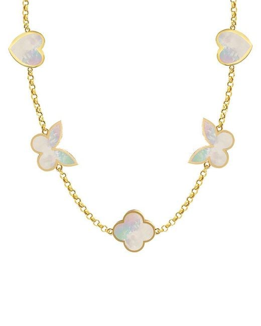 Gabi Rielle Metallic 14K Over 10-12Mm Mother Of Pearl Stackable Necklace