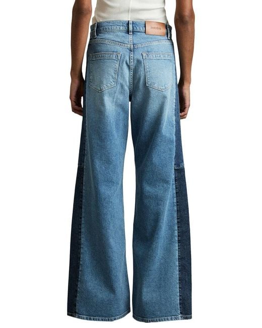 Reiss Blue Briar Contrast Panel Wide Leg Jean