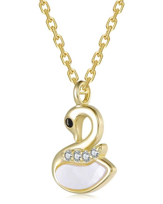 Rachel Glauber Metallic 14K Plated Cz Swan Pendant