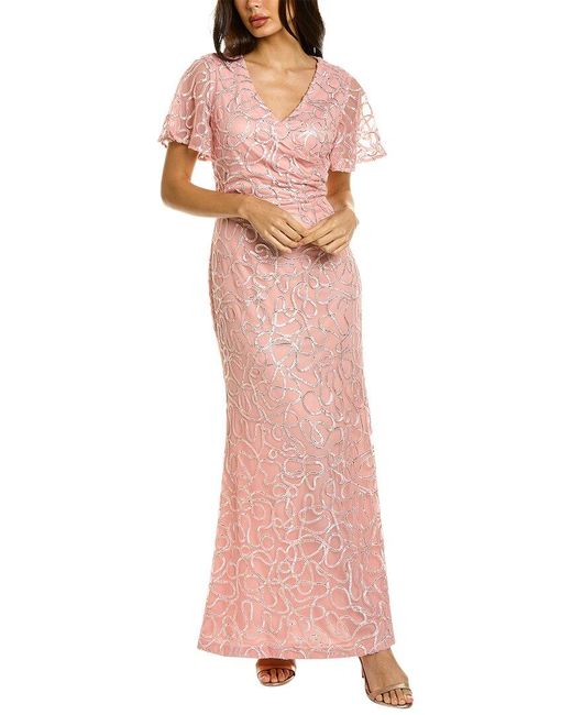 JS Collections Pink Winter Mermaid Gown