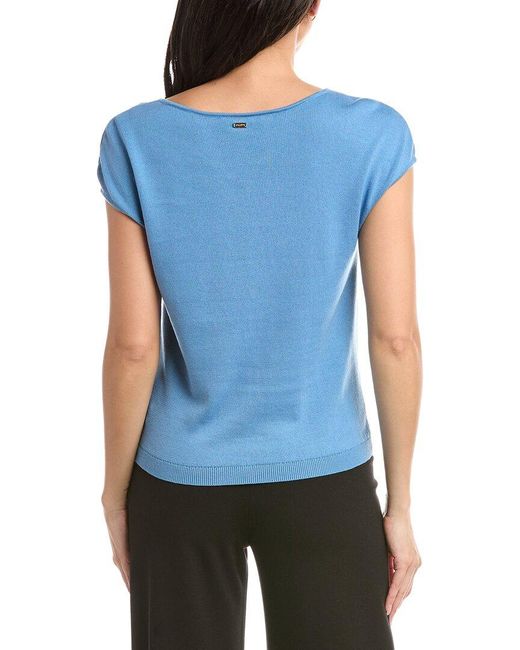 St. John Blue Cashmere-Blend Sweater