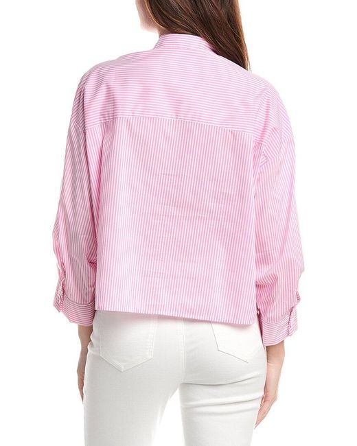 Renuar Red Woven Button Front Blouse