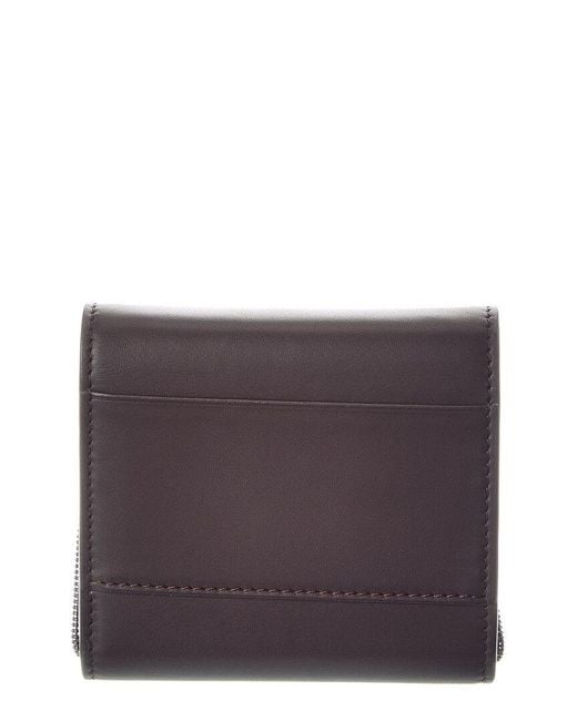Brunello Cucinelli Purple Leather Wallet On Chain