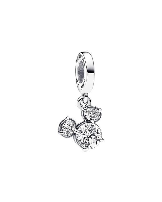Pandora White X Disney Mickey Mouse Sparkling Head Silhouette Dangle Charm