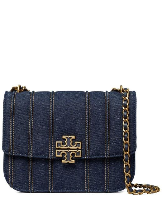 Tory Burch Britten Denim Small Adjustable Shoulder Bag in Blue | Lyst