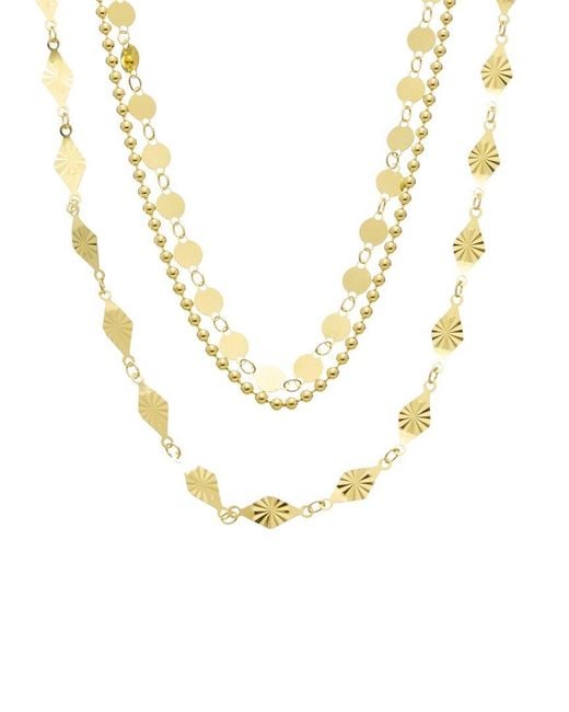 Italian Gold Over Silver Metallic 18K Plated Multi Strand Necklace