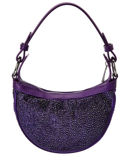 Versace Purple Crystal Repeat Mini Silk Hobo Bag