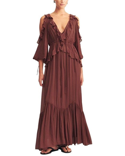 Shona Joy Red Blair Ruffle Drawstring Maxi Dress