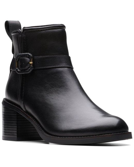 Clarks Chamberly Trim – Stivaletti Donna In Pelle Con Tacco A Blocco, Suola TPR, Neri