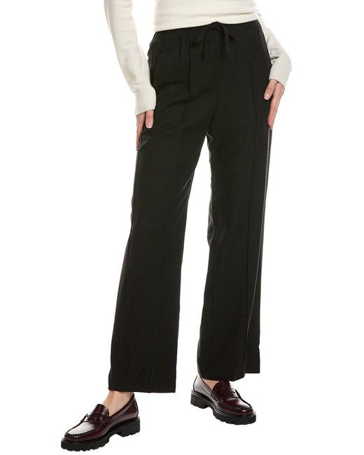 Reiss Black Shae Wide Linen-Blend Wide Trouser