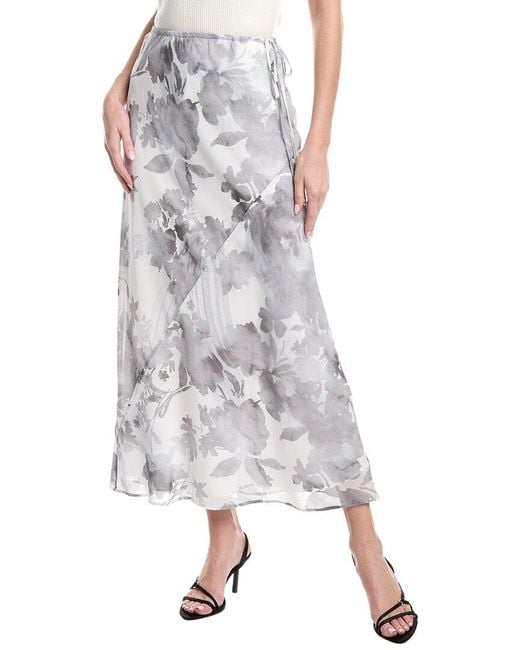 1.STATE White Drawstring Column Midi Skirt