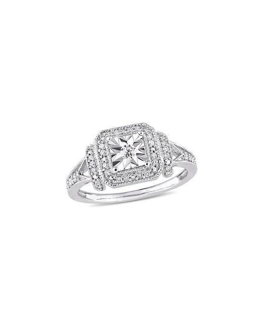 Rina Limor White Silver 0.20 Ct. Tw. Diamond Halo Promise Ring