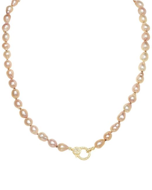 Margo Morrison Natural 18K 0.57 Ct. Tw. Diamond & 7-8Mm Pearl Necklace