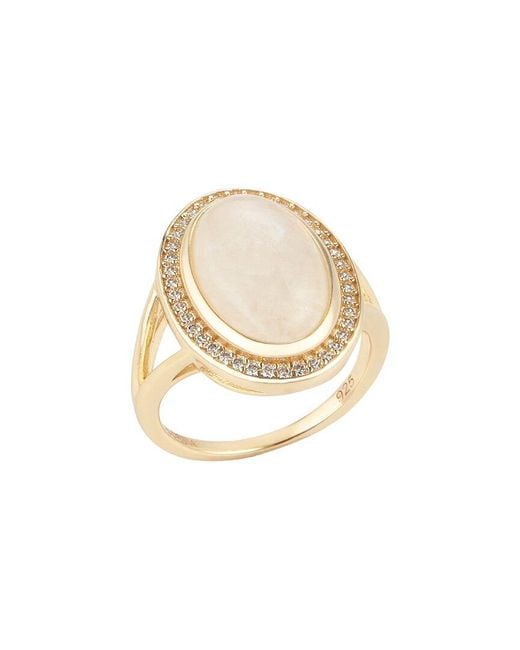 Adornia White Fine Jewelry 14K Over.00 Ct. Tw. Moonstone Cz Halo Ring