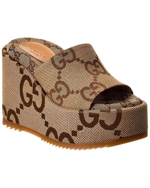 Gucci Brown Gg Canvas Platform Sandal