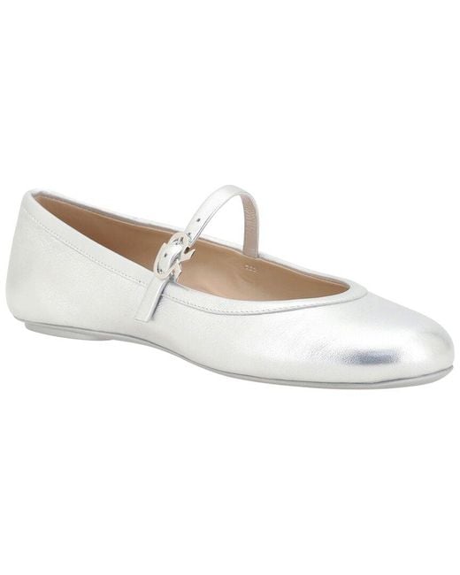 Gianvito Rossi White Carla Leather Ballerina Flat