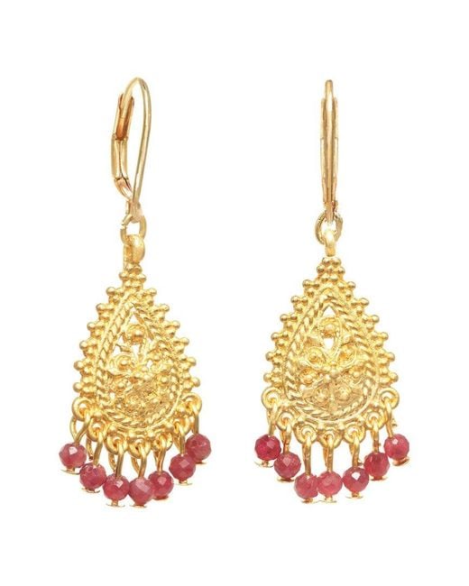 Rachel Reinhardt Jewelry Metallic 22K Plated Tourmaline Chandelier Earrings