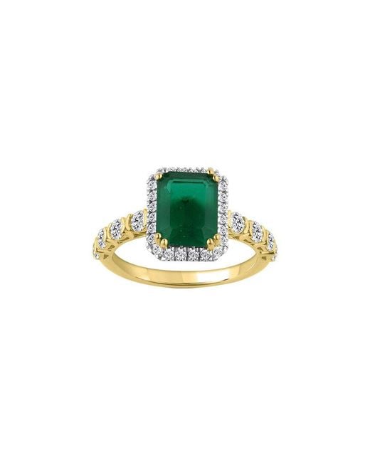 Brilliant Bloom Green 14K 2.15 Ct. Tw. Lab-Grown Diamond & Emerald Bridal Ring