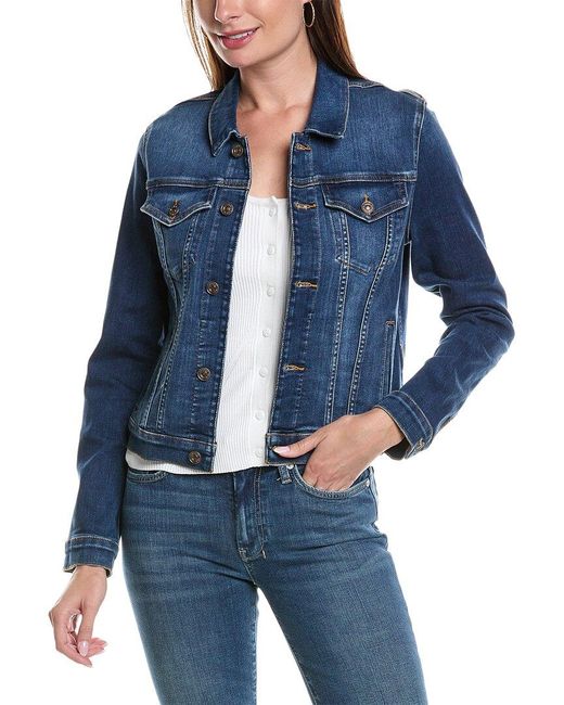 7 For All Mankind Blue Cropped Trucker Jacket