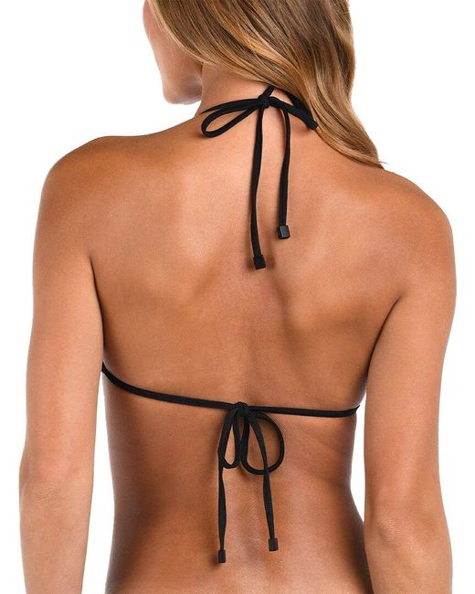 L'Agence Black Annabelle Shine Triangle Bra Bikini Top