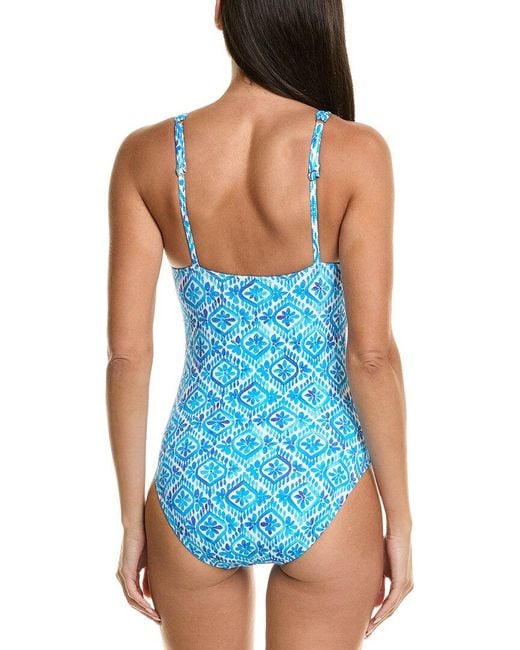 Tommy Bahama Blue Island Cays Shell V-Neck One-Piece