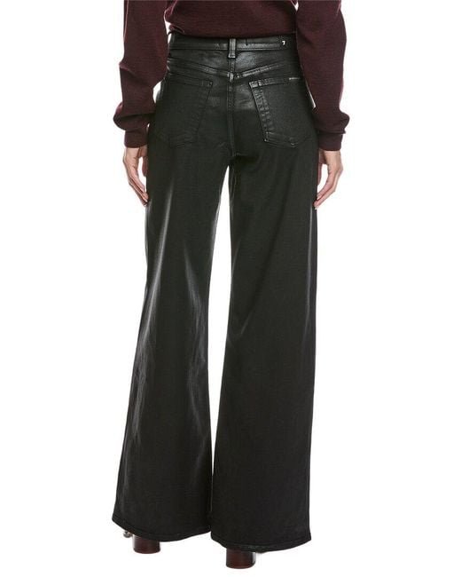 7 For All Mankind Black Lotta Coated Wide Leg Jean