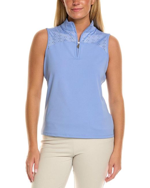 Stella Parker Blue Mock Neck Combo Top