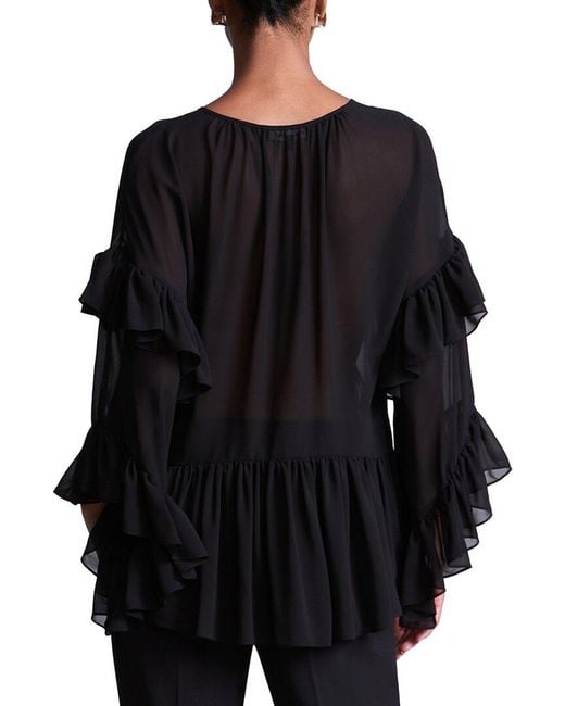 BCBGMAXAZRIA Black Ruffle Swing Top