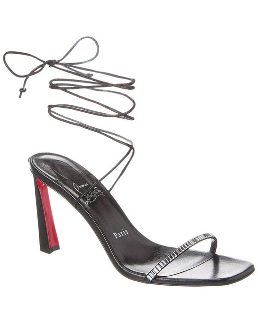 Christian Louboutin White Condora Lacestrass 85 Leather Sandal