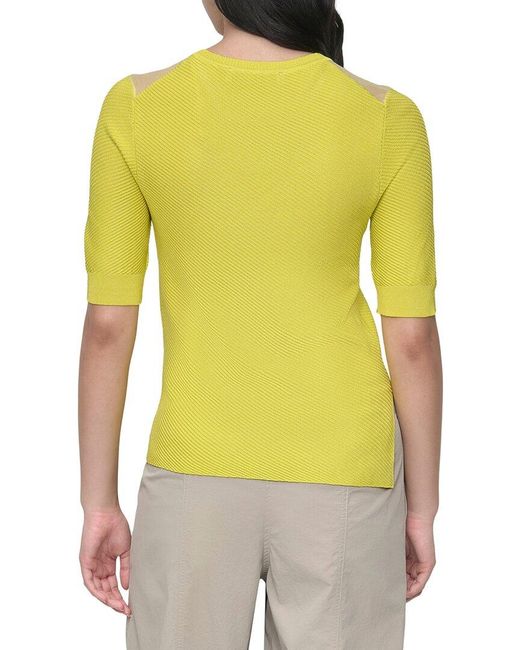 DKNY Yellow Sheer Neck Top